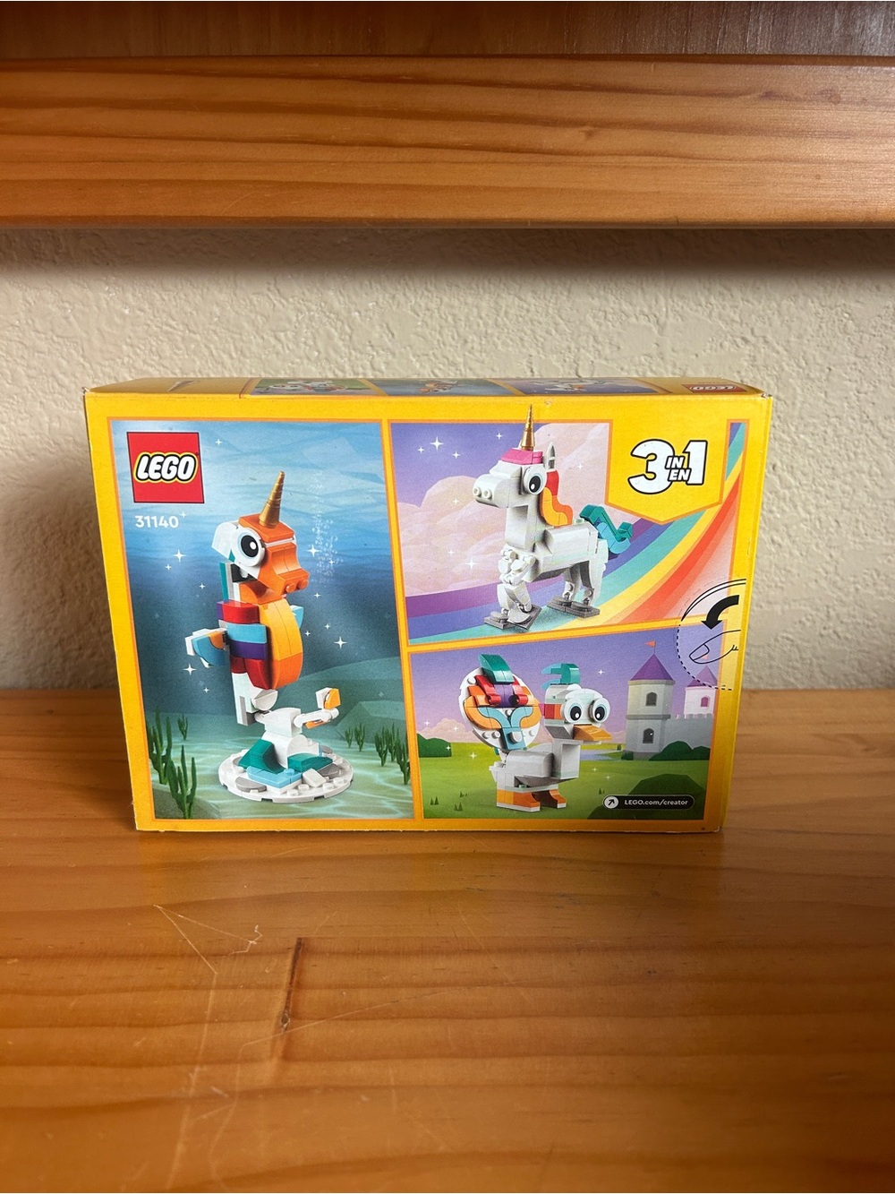 Lego Rainbow 3-in-1 Unicorn & Bird Building Set - Yellow Box